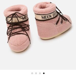 Moon Boot Pink Cozy Fleece Lace-Up Boots